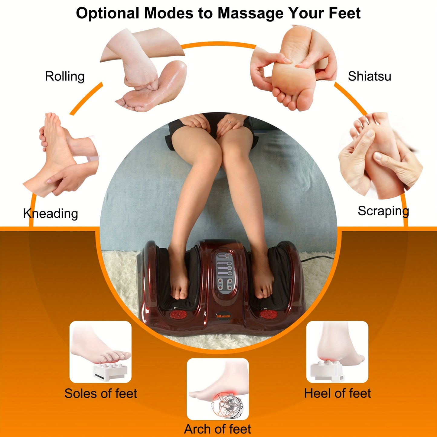 Shiatsu Foot Massager Machine With Remote Controller, Kneading And Rolling Home Massagers For Feet, Ankle, Calf, Legs
