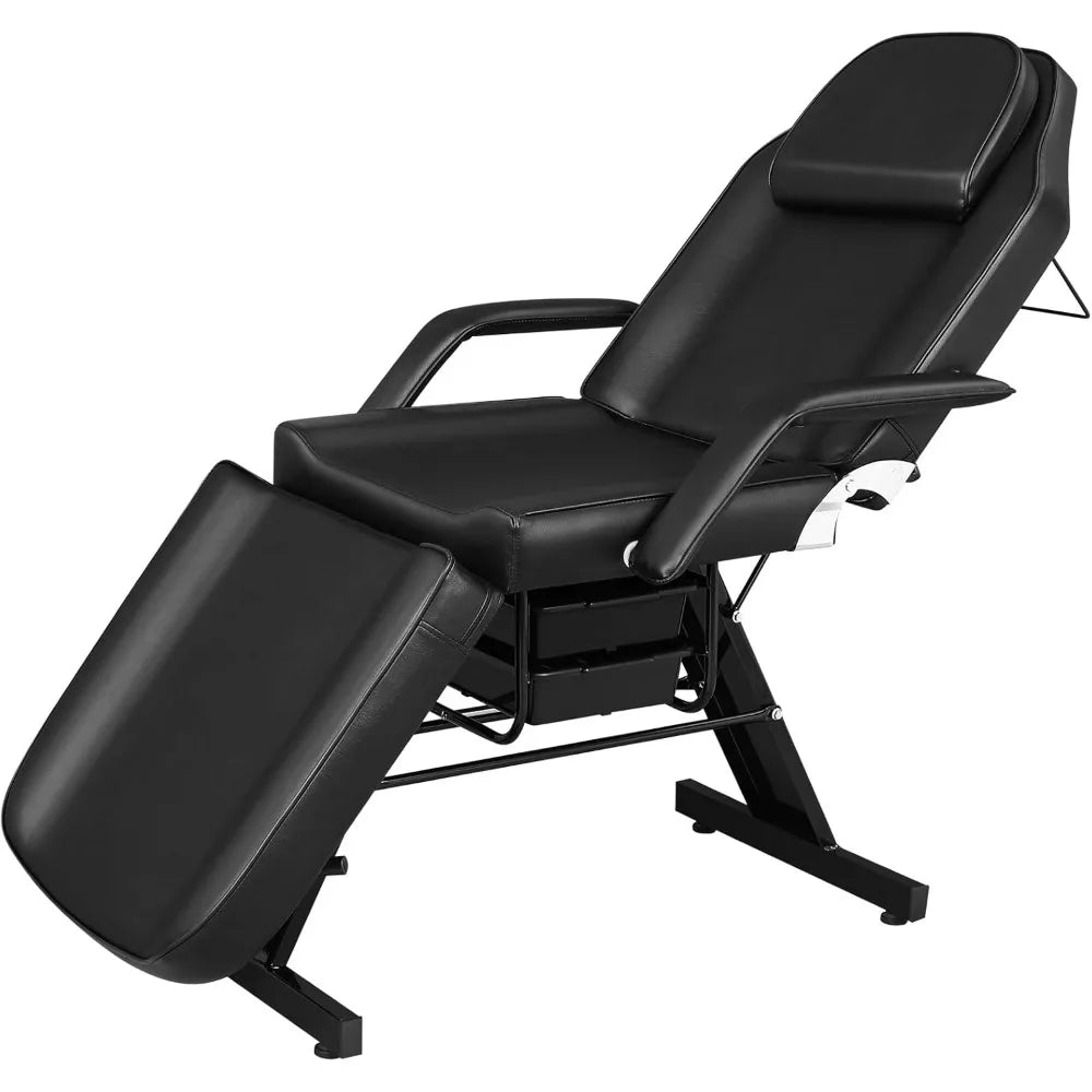 Massage Salon Tattoo Bed with Beauty Basket Professional 3 Fold Height Adjustable Massage Bed for Spa Salon Facial Lash Tattoo