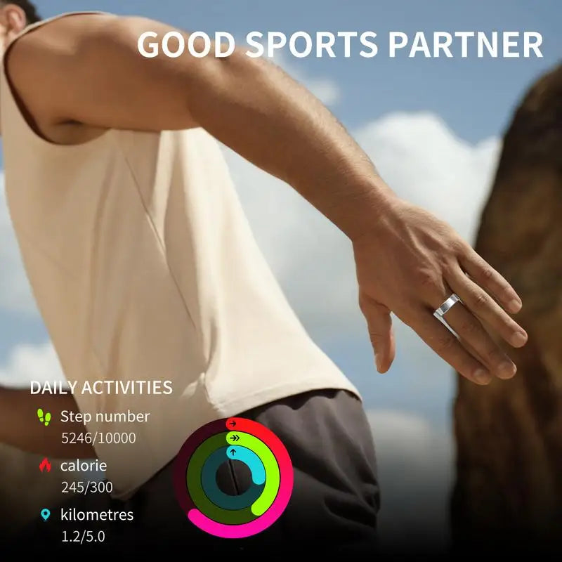 Smart Ring Waterproof Tracking Fitness Ring with Sleep Heart Rate and Blood Pressure Monitoring Stylish Wearable for Men and Women