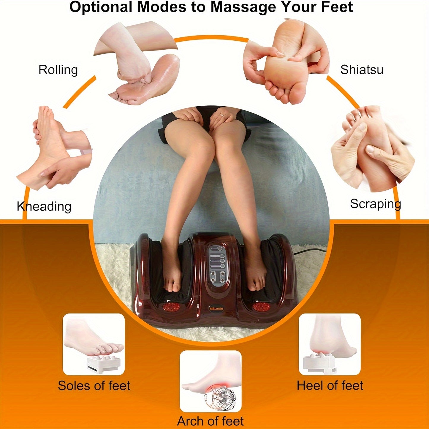 Shiatsu Foot Massager Machine With Remote Controller, Kneading And Rolling Home Massagers For Feet, Ankle, Calf, Legs