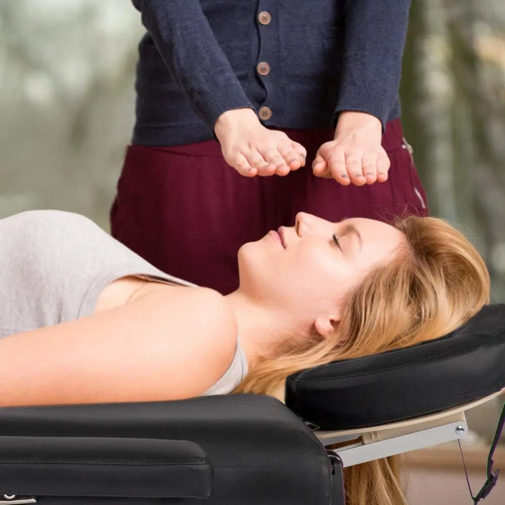 Massage Bed Portable Massage Table 77 Inch L 30 Inch W 4 Inch Thick Height Adjustable 2 Folding PU Leather Spa Table with Oxford Bag