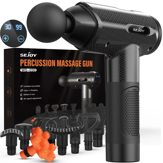 Sejoy 30 Speeds Massage Gun Percussion Massager Fascia Gun Deep Tissue Muscle Vibrating Relaxation