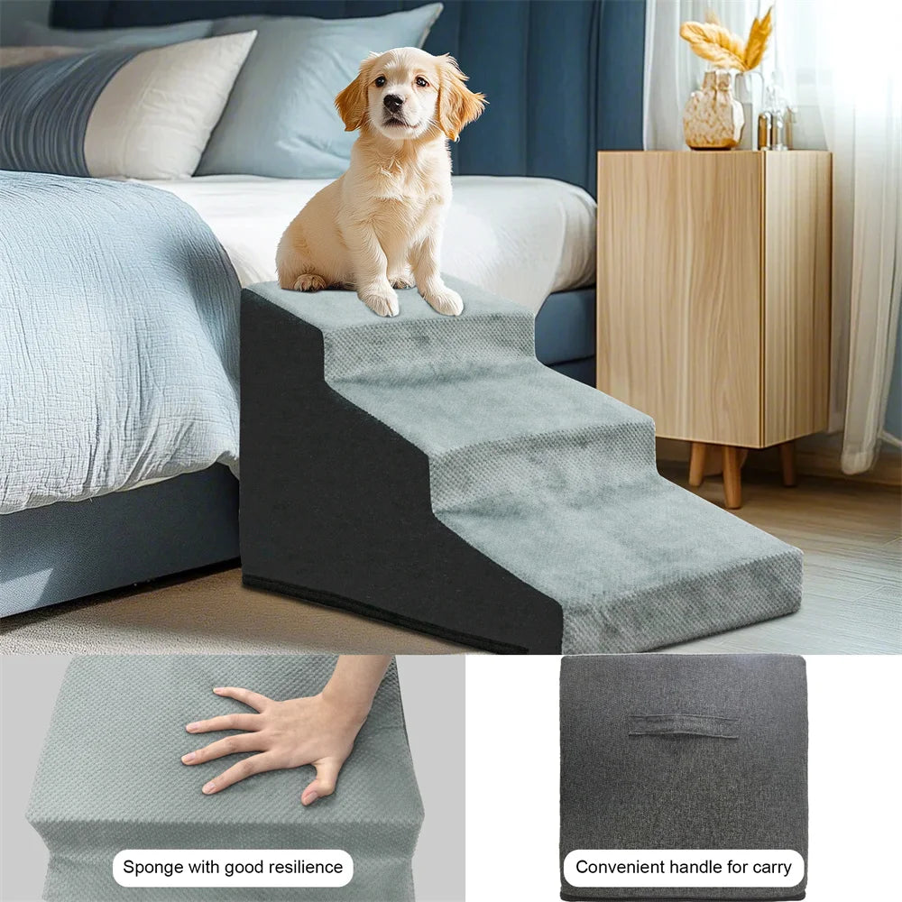 Pet 3/4 Step Stair Dog Cat Ramp Ladder High-Density Foam Sponge Removable Washable Training