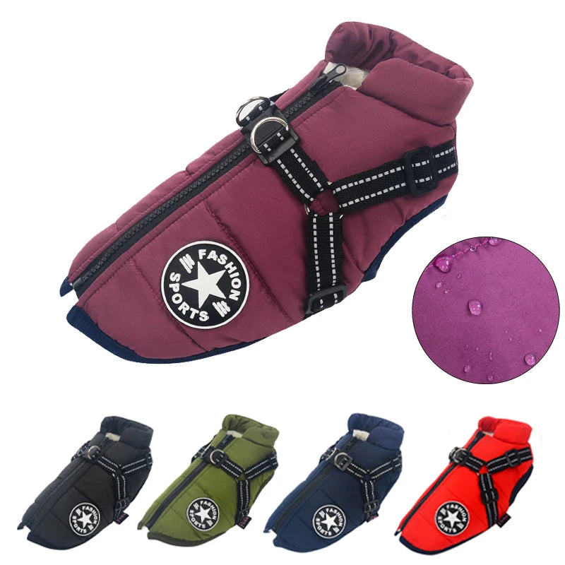 Pet Jacket With Harness Winter Warm Clothes Small Dog Coat