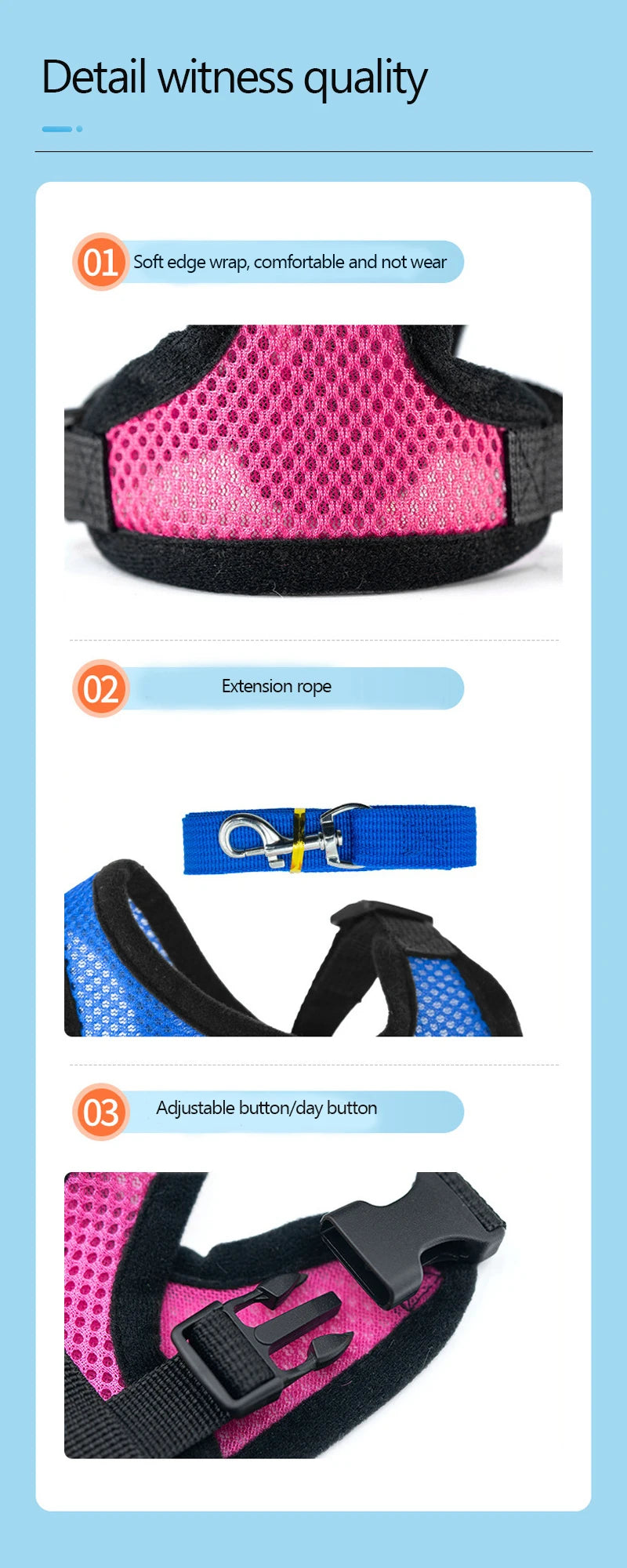 Harness Vest Walking Lead Leash For Small Medium Pets