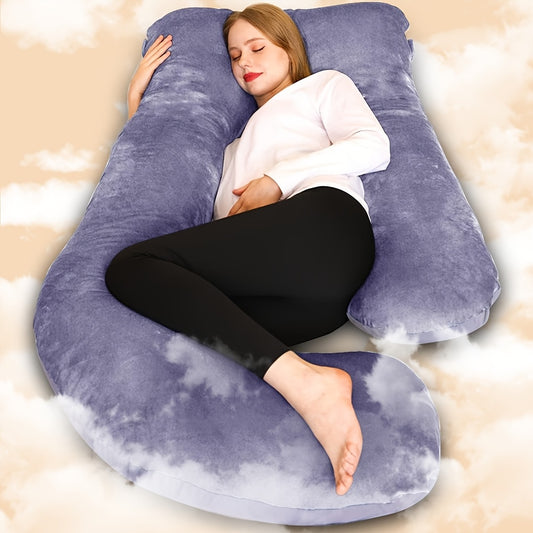 60-inch J-Shaped Maternity Body Pillow - Ergonomic Full Body Support for Back, Leg & Tummy